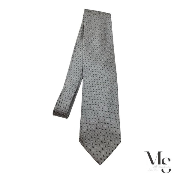 DOLCEPUNTA Gray Geometric Luxury Silk Tie Made In Italy W: 3.5" EX COND - Picture 6 of 6